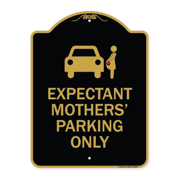 Signmission Expectant Mothers Parking W/ Graphic, Black & Gold Aluminum Sign, 24" L, 18" H, BG-1824-24028 A-DES-BG-1824-24028 - main